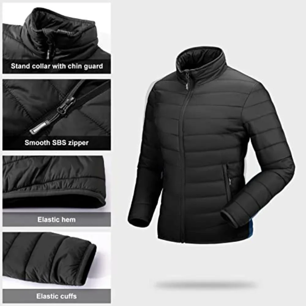 Packable Full-Zip Quilted Puffer Jacket Lightweight Insulated Winter Coat